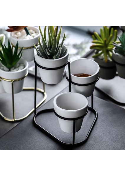 Metal Stand Minyatür Balkon Hediye Koleksiyonu İle Etli Tencereler Siyah A (Yurt Dışından)