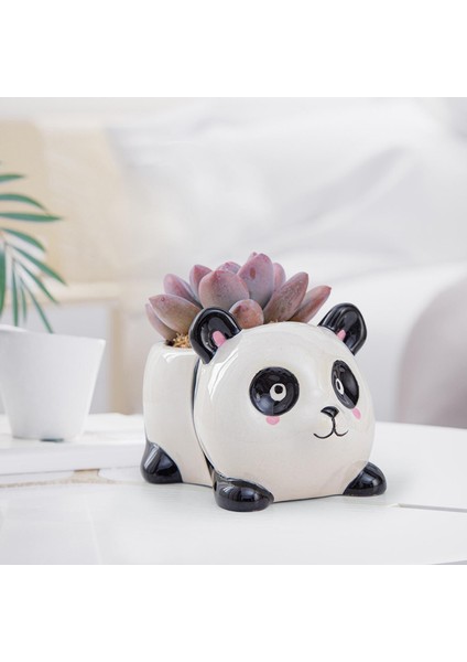 Seramik Hayvan Etli Ekici Pot Kapalı Açık Mekan Bahçe Panda Için El Yapımı (Yurt Dışından)