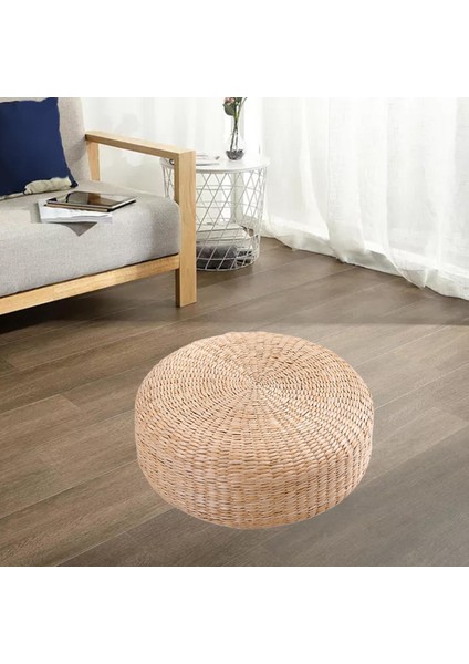 Gücü Zemin Yastık Dokuma Saman Cattail Rattan Yoga Koltuk Yastığı Dekoru 40x20cm (Yurt Dışından)