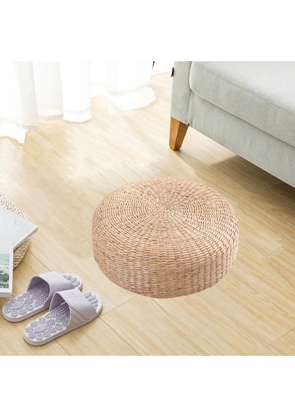 Gücü Zemin Yastık Dokuma Saman Cattail Rattan Yoga Koltuk Yastığı Dekoru 40x20cm (Yurt Dışından)