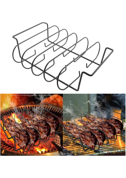 Barbekü Kavurma Standı Izgara Barbekü Için 4 Kaburga Tutar (Yurt Dışından)
