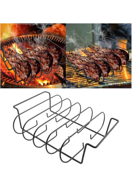 Barbekü Kavurma Standı Izgara Barbekü Için 4 Kaburga Tutar (Yurt Dışından)