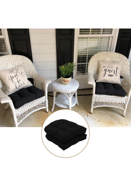 Tepeli Sandalye Ped Koltuk Yastıkları 48x48cm Veranda Mobilya Sandalye Pedleri Siyah (Yurt Dışından)