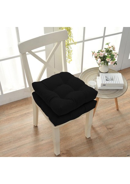 Tepeli Sandalye Ped Koltuk Yastıkları 48x48cm Veranda Mobilya Sandalye Pedleri Siyah (Yurt Dışından)