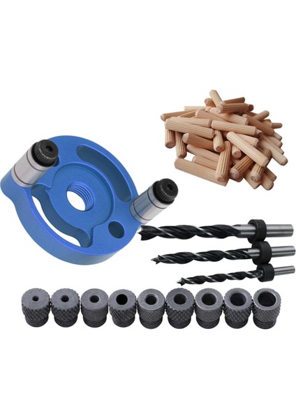 Ahşap Işleme Dübel Matkap Kılavuzu Düz 3 Delik Puncher Geniş Uygulamalar Mavi (Yurt Dışından) indirimleri