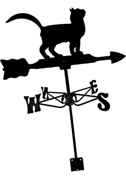 Yard Çimen Barn Cat Için Siyah Ferforje Weathervane Hava Dövmesi Açık Mekan Sahnesi (Yurt Dışından)