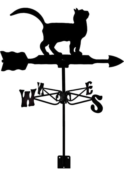 Yard Çimen Barn Cat Için Siyah Ferforje Weathervane Hava Dövmesi Açık Mekan Sahnesi (Yurt Dışından)