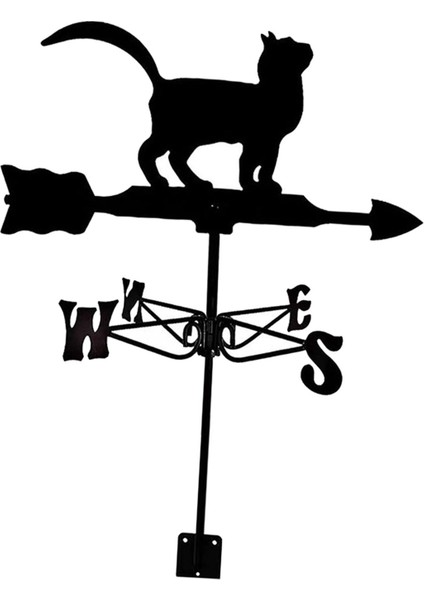 Yard Çimen Barn Cat Için Siyah Ferforje Weathervane Hava Dövmesi Açık Mekan Sahnesi (Yurt Dışından)