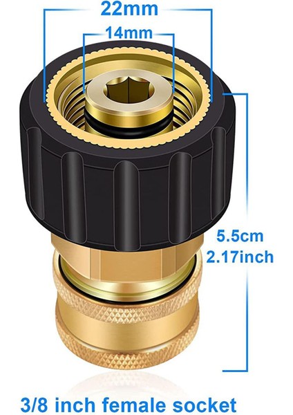 Basınçlı Dişi Için M22 Için Yüksek Basınçlı Yıkayıcı Adaptör Nozulları 3/8 '' Ila M22 (Yurt Dışından)