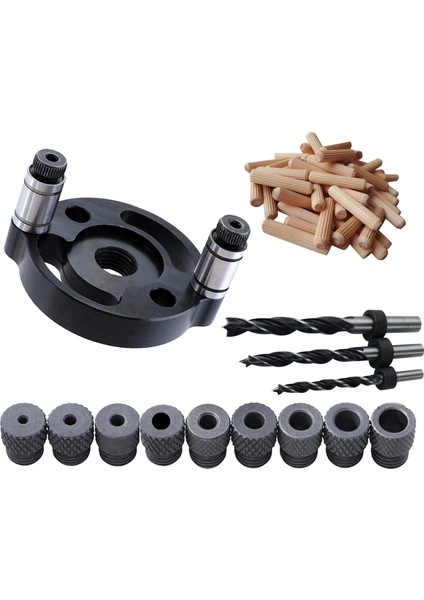 Ahşap Işleme Dübel Matkap Kılavuzu Düz 3 Delik Puncher Geniş Uygulamalar Siyah (Yurt Dışından)