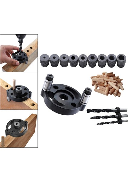 Ahşap Işleme Dübel Matkap Kılavuzu Düz 3 Delik Puncher Geniş Uygulamalar Siyah (Yurt Dışından) modelleri