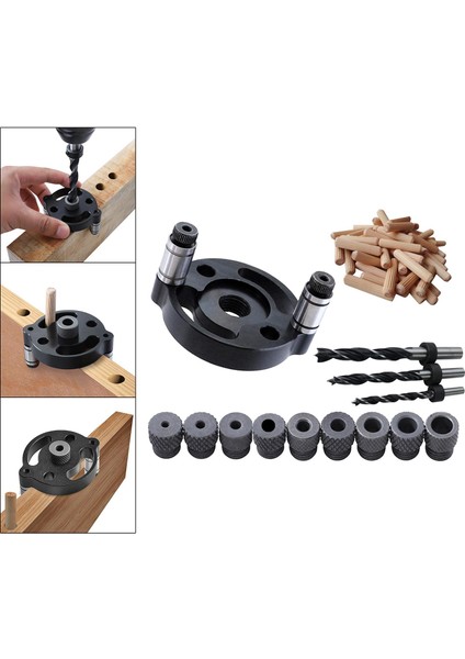 Ahşap Işleme Dübel Matkap Kılavuzu Düz 3 Delik Puncher Geniş Uygulamalar Siyah (Yurt Dışından) fırsatları
