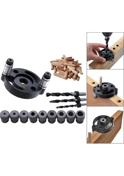 Ahşap Işleme Dübel Matkap Kılavuzu Düz 3 Delik Puncher Geniş Uygulamalar Siyah (Yurt Dışından) indirimleri