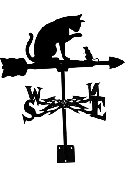Yard Çimen Barn Cat And Fare Için Siyah Ferforje Weathervane Hava Perdesi Açık Hava Sahne (Yurt Dışından)