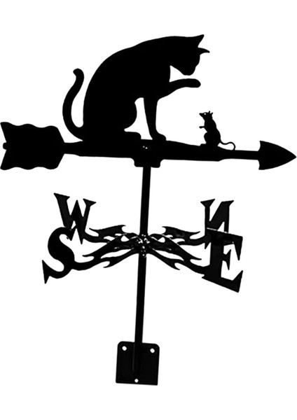 Yard Çimen Barn Cat And Fare Için Siyah Ferforje Weathervane Hava Perdesi Açık Hava Sahne (Yurt Dışından)