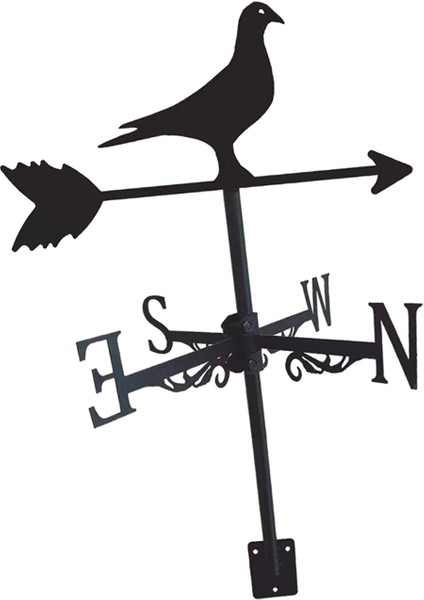 Siyah Ferforje Weathervane Hava Perdesi Açık Hava Sahne Bahçesi Çim Barn Güvercin (Yurt Dışından)