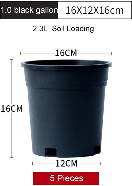 5pcs Çiçek Bitki Pot Saksı Ekici Bahçe Kreş 1.0 Galon (Yurt Dışından)