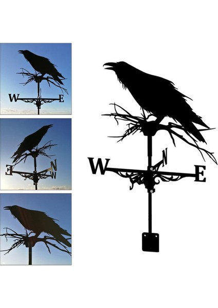 Paslanmaz Hava Perdesi İle Heykel Pratik Ev Bahçe Çatı Dekor Crow14 (Yurt Dışından)