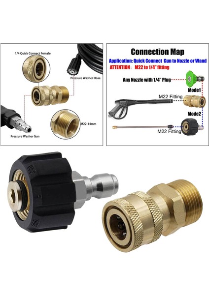 Hortum Bağlantısı Için Basınçlı Yıkama Adaptörü M22 14mm Ila 1/4 " (Yurt Dışından)