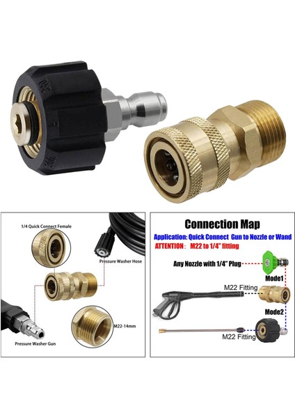 Hortum Bağlantısı Için Basınçlı Yıkama Adaptörü M22 14mm Ila 1/4 " (Yurt Dışından)