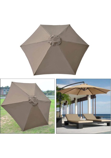 Bahçe Parasol Kapağı Şemsiye Fermuarı Kapak Üst Kapak Barınağı 3m 8 Kaburga Khaki (Yurt Dışından)