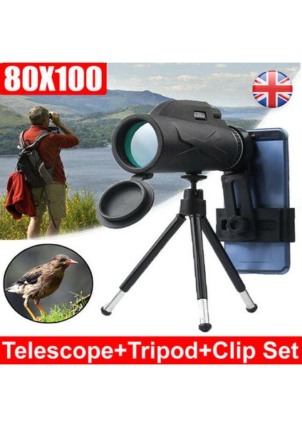 (Sadece Teleskop) 80X100 Hd Monoküler Teleskop Telefon Kamera Yakınlaştırma Starscope Yürüyüş Tripod Araçları (Yurt Dışından) fiyatları