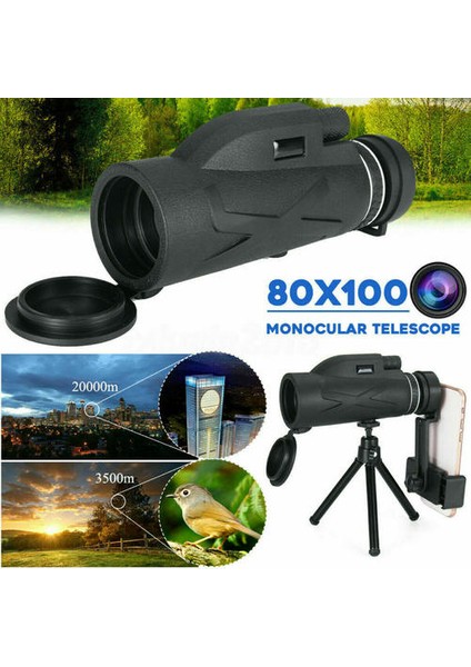 (Sadece Teleskop) 80X100 Hd Monoküler Teleskop Telefon Kamera Yakınlaştırma Starscope Yürüyüş Tripod Araçları (Yurt Dışından) fırsatları