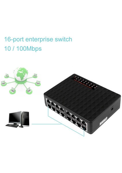 10/100MBPS 16 Bağlantı Noktası Eu Fişi ile Hızlı Ethernet Ağ Anahtarı Lan RJ45 Vlan Switcher Hub Masaüstü Için (Yurt Dışından)