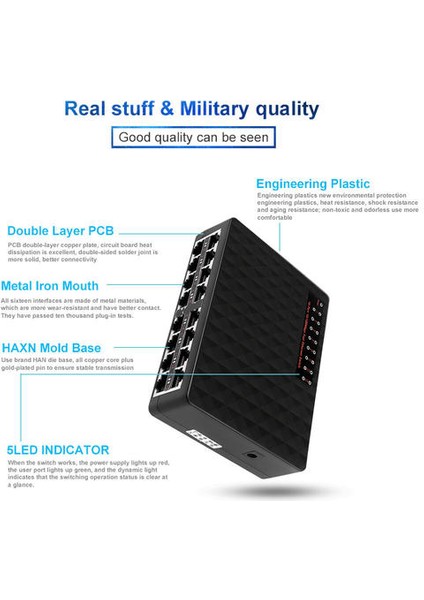10/100MBPS 16 Bağlantı Noktası Eu Fişi ile Hızlı Ethernet Ağ Anahtarı Lan RJ45 Vlan Switcher Hub Masaüstü Için (Yurt Dışından)