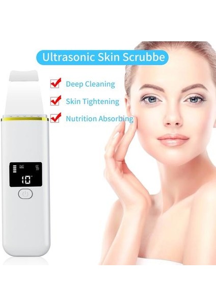 Ultrasonik Yüz Cilt Scrubber LCD Ekran Iyon Ems Terapi Siyah Nokta Akne Temizleme Cilt Bakım Aracı (Yurt Dışından)