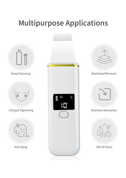 Ultrasonik Yüz Cilt Scrubber LCD Ekran Iyon Ems Terapi Siyah Nokta Akne Temizleme Cilt Bakım Aracı (Yurt Dışından)