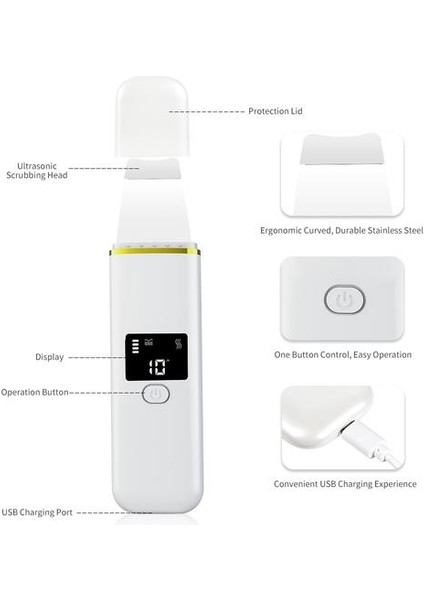Ultrasonik Yüz Cilt Scrubber LCD Ekran Iyon Ems Terapi Siyah Nokta Akne Temizleme Cilt Bakım Aracı (Yurt Dışından)