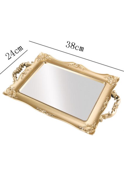 Retro Ayna Tepsi Dikdörtgen Cilt Bakımı Ürün Depolama Tepsi Fransız Retro Saray Stil Banyo Raf Ev Dekorasyon | Depolama Tepsileri (Altın) (Yurt Dışından) fiyatları