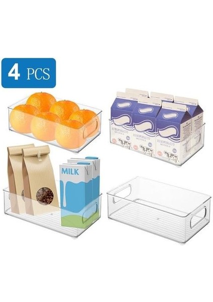 4 Adet Buzdolabı Organizatör Bins Istiflenebilir Buzdolabı Gıda Saklama Kutusu Kolu Temizle Plastik Kiler Gıda Dondurucu Organizatör Aracı | Raflar ve Amp;tutucular (Yurt Dışından)