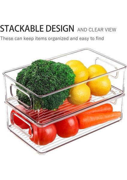 4 Adet Buzdolabı Organizatör Bins Istiflenebilir Buzdolabı Gıda Saklama Kutusu Kolu Temizle Plastik Kiler Gıda Dondurucu Organizatör Aracı | Raflar ve Amp;tutucular (Yurt Dışından) fiyatları