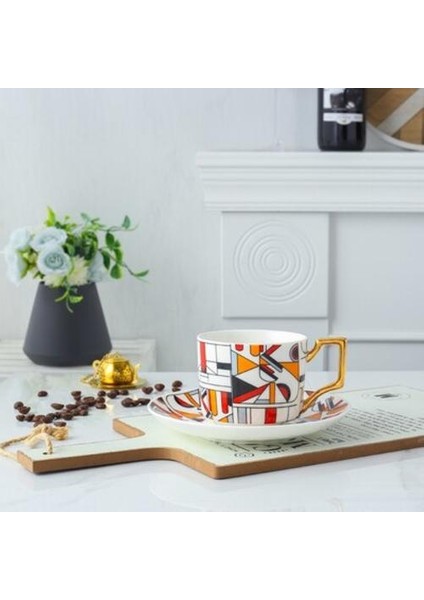 Yaratıcı Kemik Çini Kahve Fincanı Daire Seti Ev Seramik Süt Çay Kupa Öğleden Sonra Çay Fincanı Seti Çiçek Espresso Latte Bardak | Kahve Kupası ve Amp;tabak Setleri (Yurt Dışından)