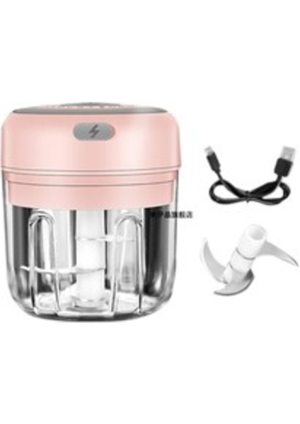 Elektrikli Gıda Kırıcı Mini Sarımsak Basın Sarımsak Sebze Kıyıcı Mutfak Ezilmiş Sarımsak Zencefil Ezilmiş Biber (Pembe, 250ML) (Yurt Dışından)