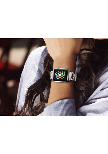 Lüks Metal Elmas Bilezik Apple Watch Band Için Iwatch Paslanmaz Çelik Döngü Bilek Kayışı | Izle Bantları (Yurt Dışından)