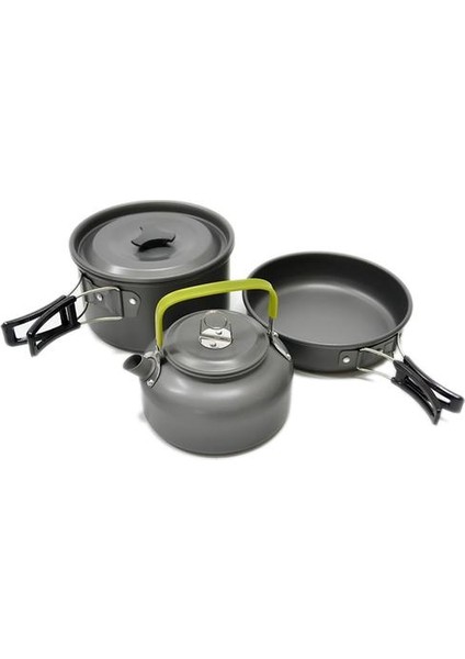 Ultra Işık Alüminyum Alaşım Kamp Tencere Eşyaları Açık Pişirme Çaydanlık Piknik Sofra Kettle Pot Kızartma Tava 3 Adet / Takım | Açık Hava Tablosu (Yurt Dışından)