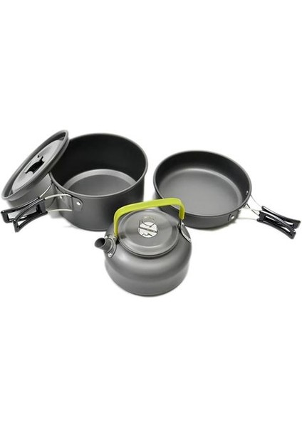 Ultra Işık Alüminyum Alaşım Kamp Tencere Eşyaları Açık Pişirme Çaydanlık Piknik Sofra Kettle Pot Kızartma Tava 3 Adet / Takım | Açık Hava Tablosu (Yurt Dışından)