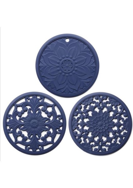 3 Adet / Takım Silikon Trivet Mat Kaymaz Bardaklar Sıcak Pot Tutucu Sıcak Pedleri Masa Mutfak Için Sıcak Pedler Mutfak Aksesuarları | Mats & Amp;pedler (Mavi) (Yurt Dışından)