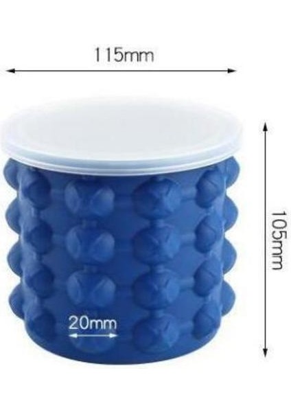 600ML Silikon Buz Küpü Makinesi Kapak ile Buz Kova Buz Kalıp Uzay Tasarrufu Şampanya Şarap Bira Kova Mutfak Parti Barware Için | Dondurma Makineleri (11.5 * 10.5 Cm, Mavi) (Yurt Dışından)