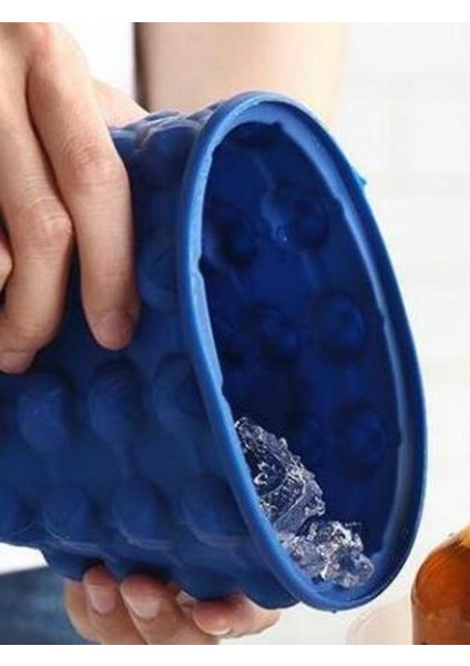 600ML Silikon Buz Küpü Makinesi Kapak ile Buz Kova Buz Kalıp Uzay Tasarrufu Şampanya Şarap Bira Kova Mutfak Parti Barware Için | Dondurma Makineleri (11.5 * 10.5 Cm, Mavi) (Yurt Dışından)