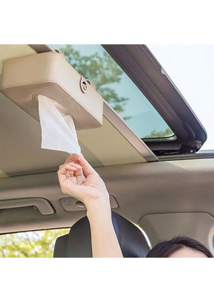 Araba Visor Doku Tutucu Pu Doku Tutucu Araba Çok Fonksiyonlu Maske Raf Sunroof Deri Doku Kutusu Aksesuarları | Doku Kutuları (Yurt Dışından)