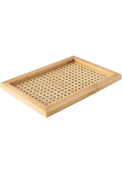Ev Nordic Rattan Dokuma Tepsi Ahşap El Yapımı Ins Rüzgar Dikdörtgen Geometrik Süs Anahtar Depolama Tepsisi | Depolama Tepsileri (Yurt Dışından)