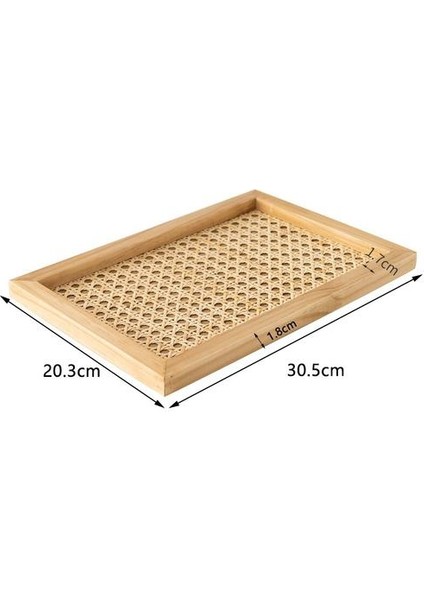 Ev Nordic Rattan Dokuma Tepsi Ahşap El Yapımı Ins Rüzgar Dikdörtgen Geometrik Süs Anahtar Depolama Tepsisi | Depolama Tepsileri (Yurt Dışından)
