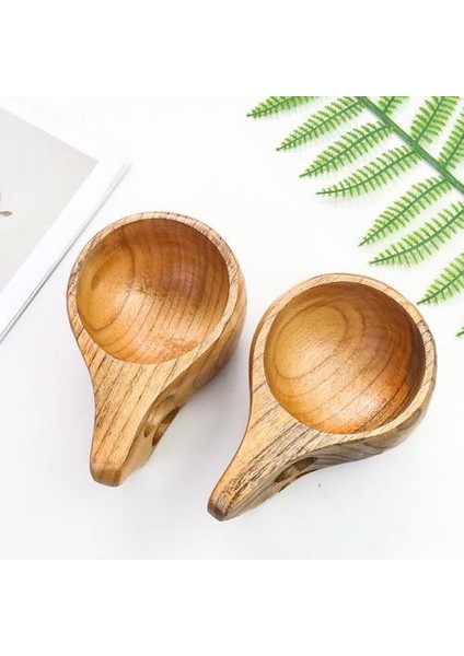Doğal Ahşap Fincan Çay Kahve Fincanı Taşınabilir Açık Kamp Finlandiya Içme Kuksa Ahşap Kupa Kolu ile Kullanımlık Drinkware Hediye | Açık Hava Tablosu (Yurt Dışından) modelleri