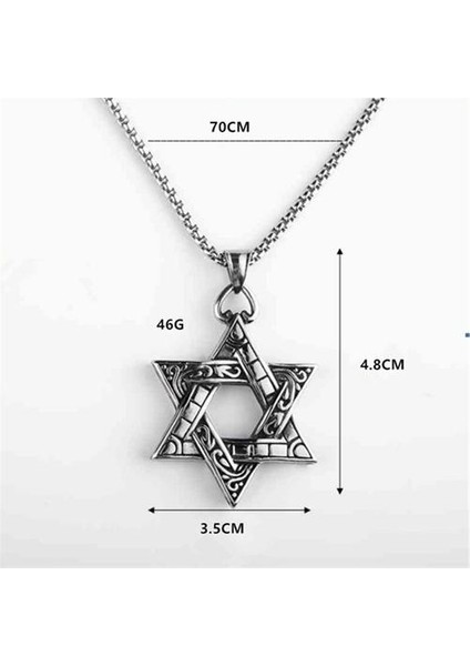 Trendy Retro Çift Taraflı Altı Sivri Yıldız Kolye Moda Vahşi Öğrenci Necklac Kişiselleştirilmiş Titanyum Çelik Erkekler Punk Accessori | Zincir Kolyeler (Yurt Dışından)