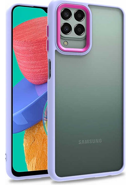 Samsung Galaxy M33 Kılıf Kamera Çıkıntılı Arkası Şeffaf Hassas Tuşlu Renkli Kenarlı Kapak (Flora)