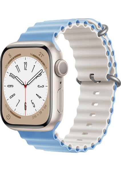 Apple Watch 38-40-41MM Krd-28 Ocean Çift Renkli Açık Mavi Kordon